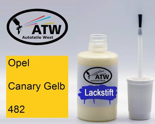 Opel, Canary Gelb, 482: 20ml Lackstift, von ATW Autoteile West.